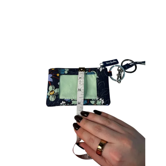 Vera Bradley ID Key Fob Change Purse and Lanyard in Cotton Floral Bursts - Picture 7 of 9